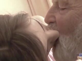 Old Young - Big prick Grandpa Fucked by Teen she licks thick old man member